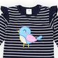 Frill Bird Striped Top - Navy