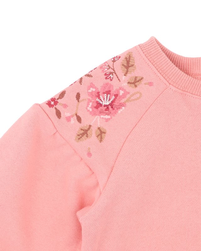 Embroidered Sweatshirt - Coral