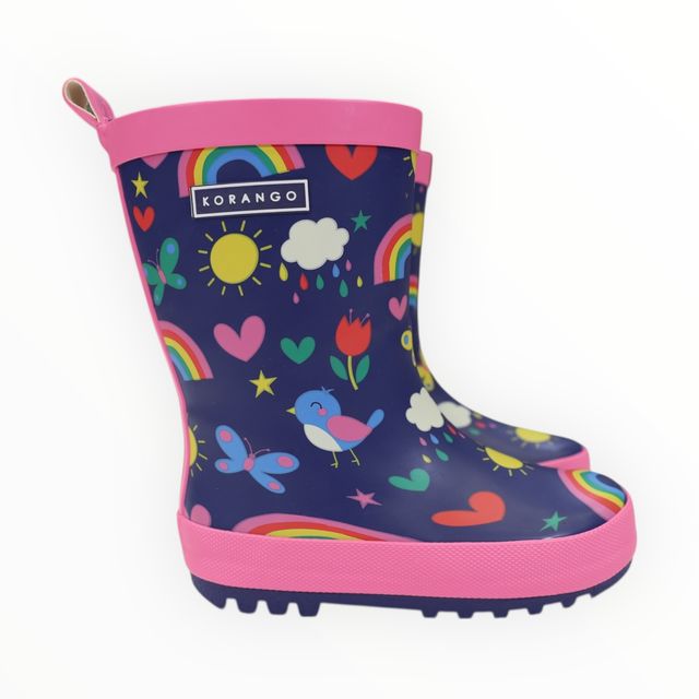 Spring Rainbow Gumboot - Navy