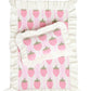 Strawberry Frilled Doll Blanket + Pillow Set
