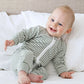 Organic Cotton Growsuit - Forest Green Stripes