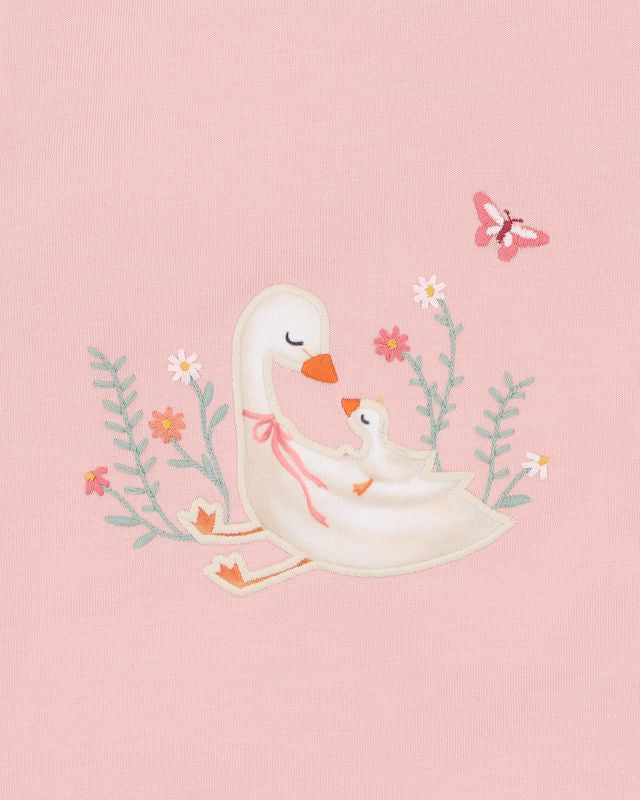 Emmy Ducks & Flowers L/S Tee - Dusty Rose