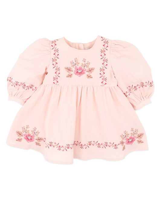 Embroidered Dress - Pink Blush