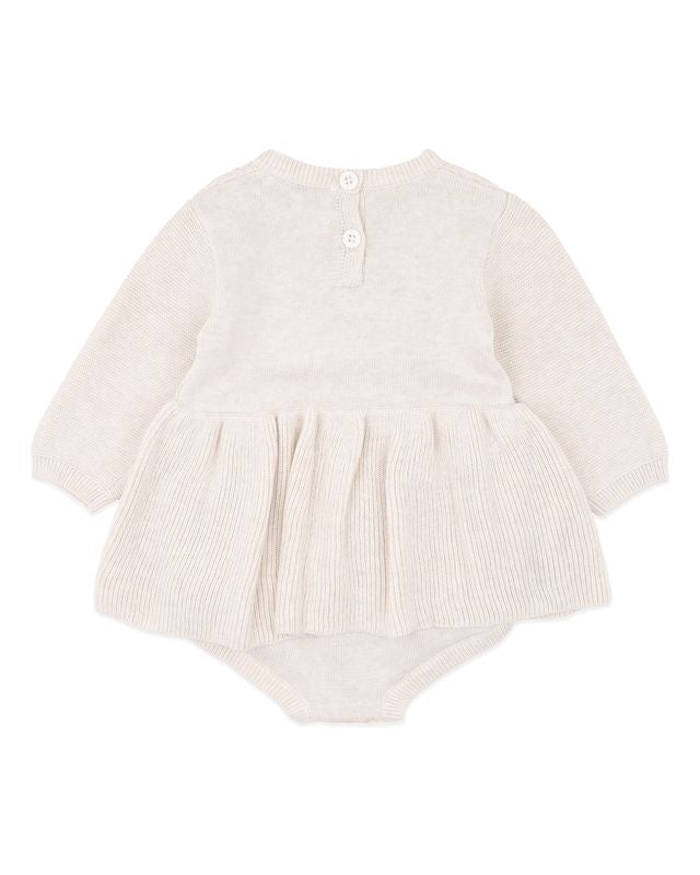 Knitted Overlay Bodysuit - Oat Marl