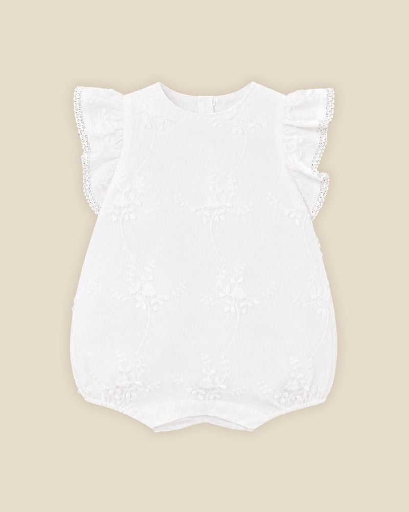 3D Floral Emb Romper - Ivory