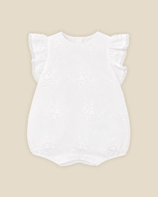 3D Floral Emb Romper - Ivory