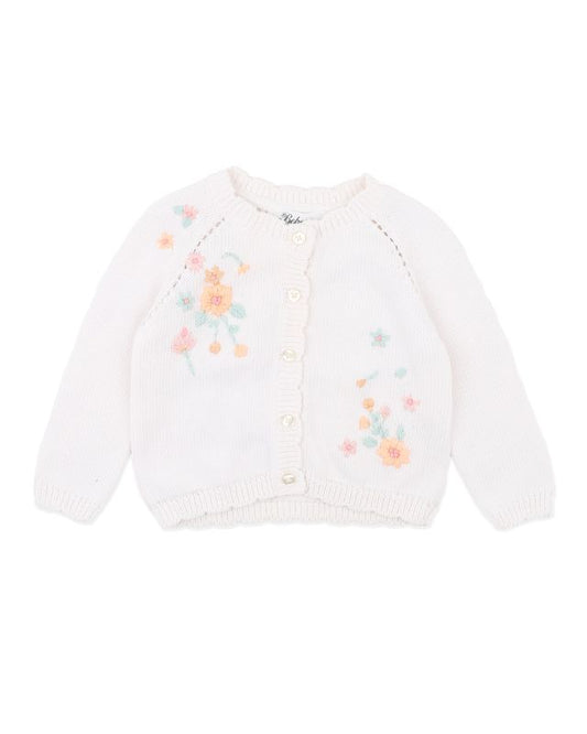 Fern Hand Emb.  Cardigan - Cloud
