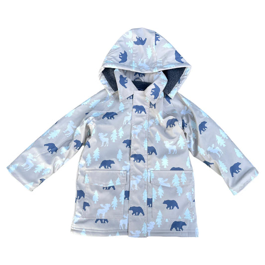 Bear Print Colour Change Raincoat - Tapioca