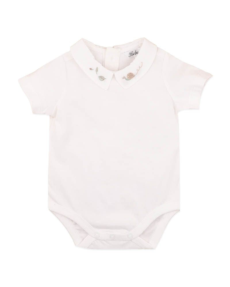 Evan Emb Collared Bodysuit - Cloud