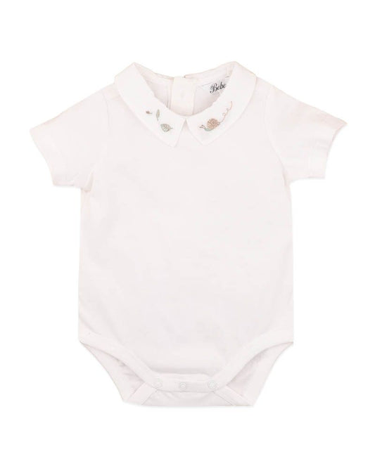 Evan Emb Collared Bodysuit - Cloud