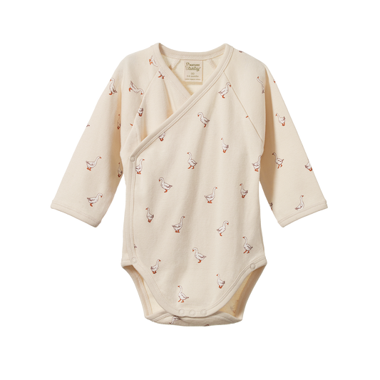 Nature Baby L/S Kimono Bodysuit - Goosey Print