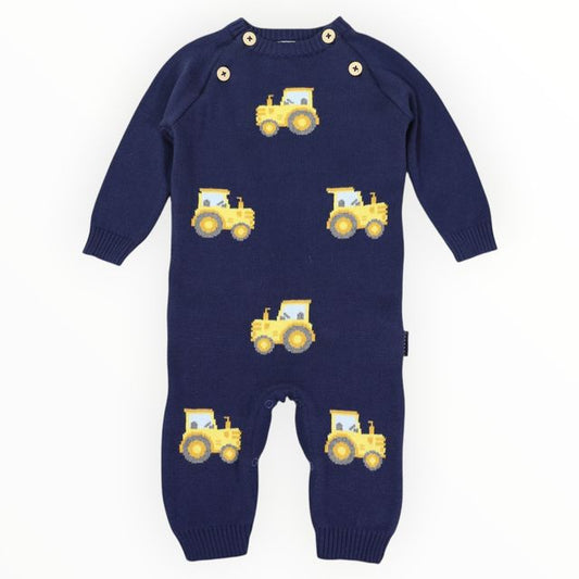 Tractor Knit Romper - Navy