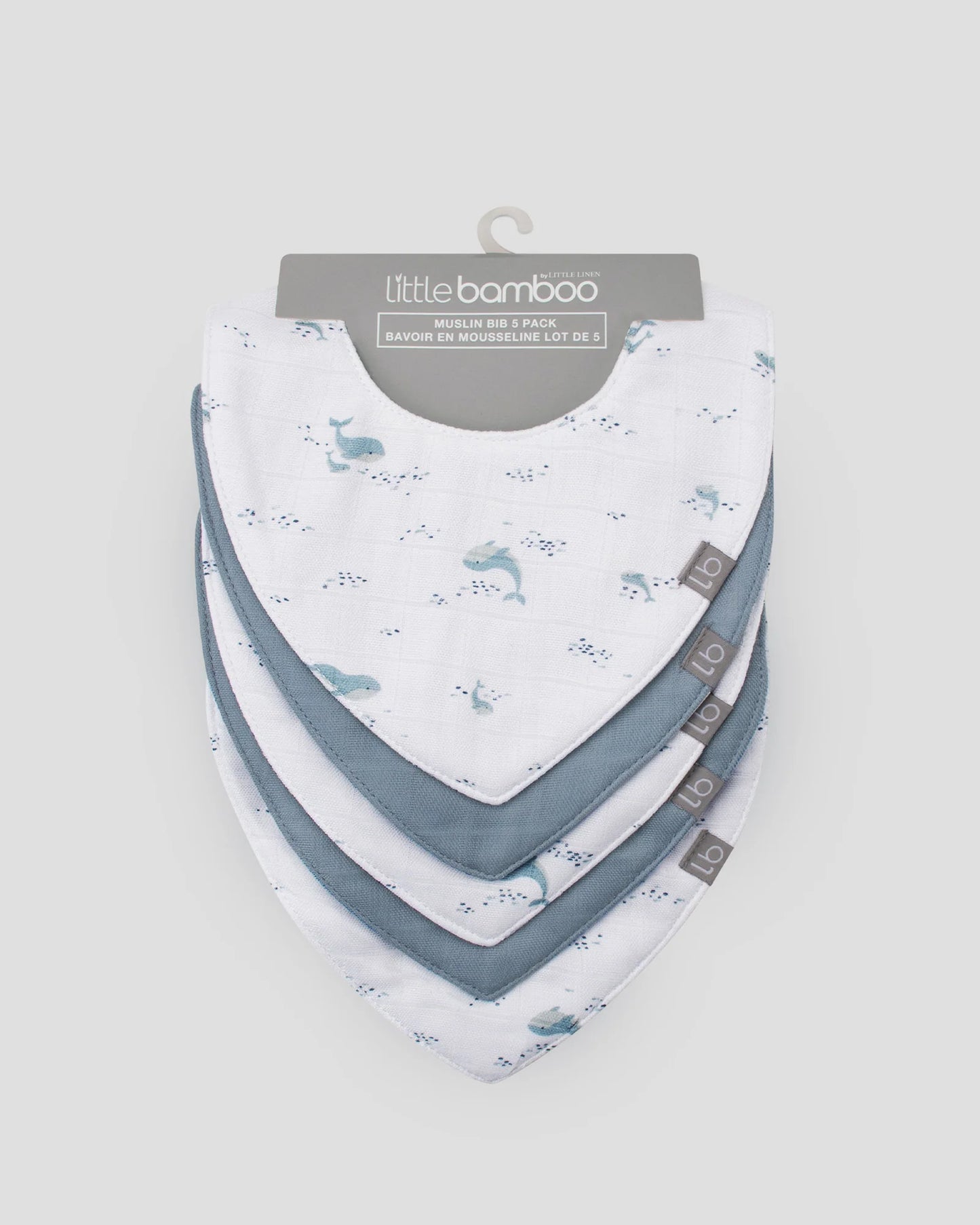 Muslin Bibs 5PK - Retro Blue