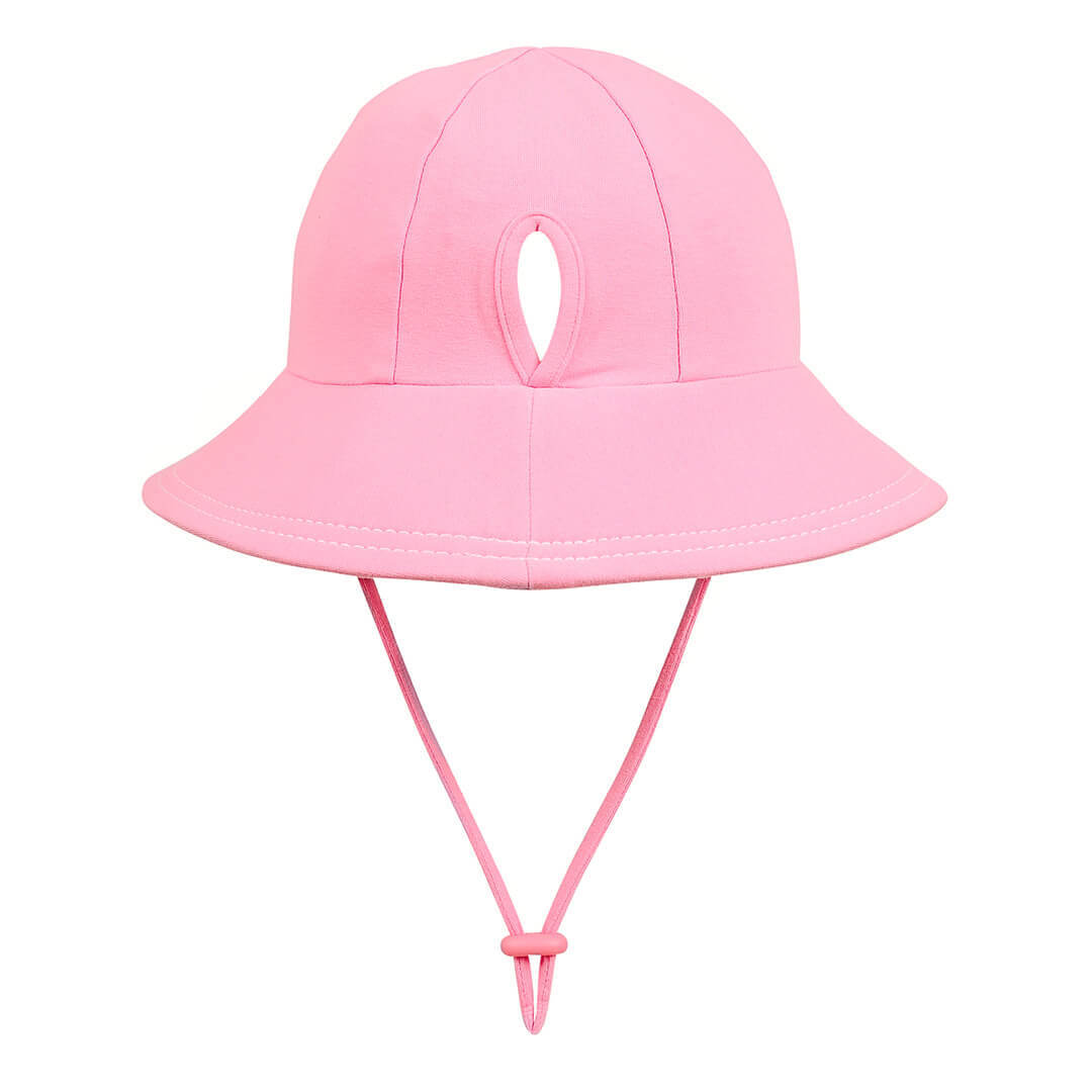 Girls Ponytail Bucket Hat - Baby Pink