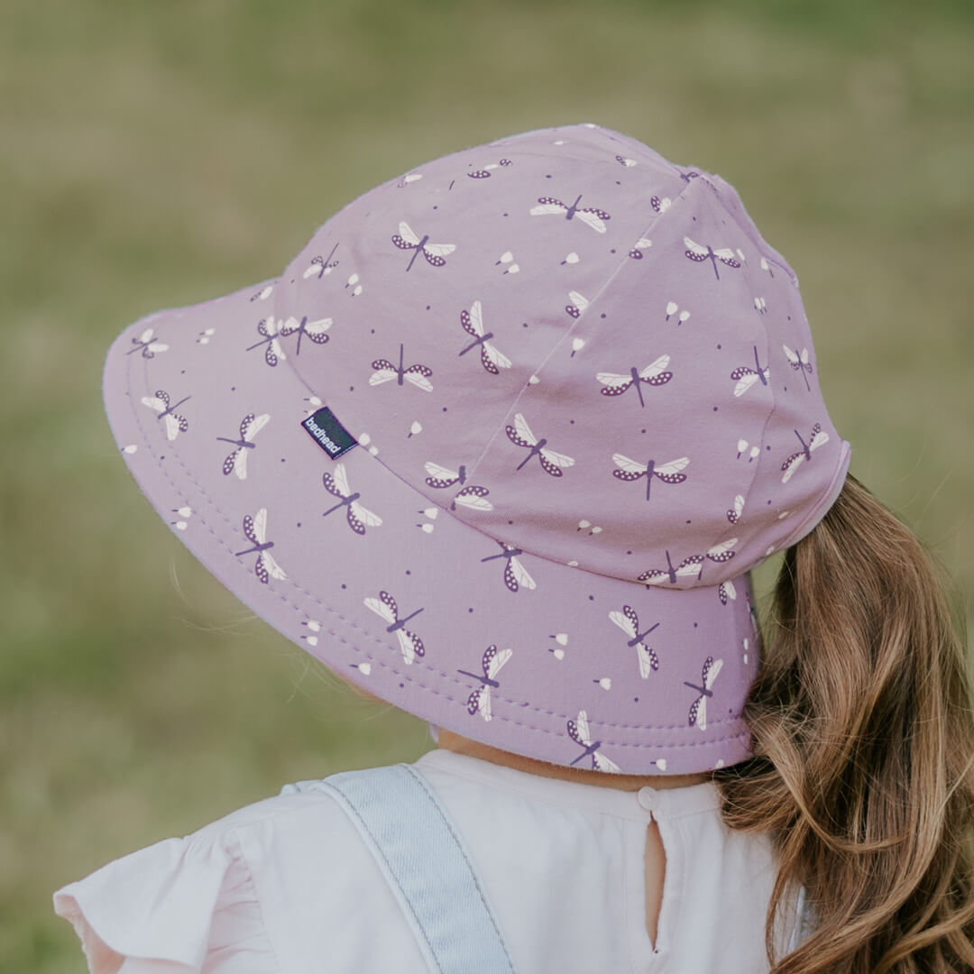 Girls Ponytail Bucket Hat - Dragonfly