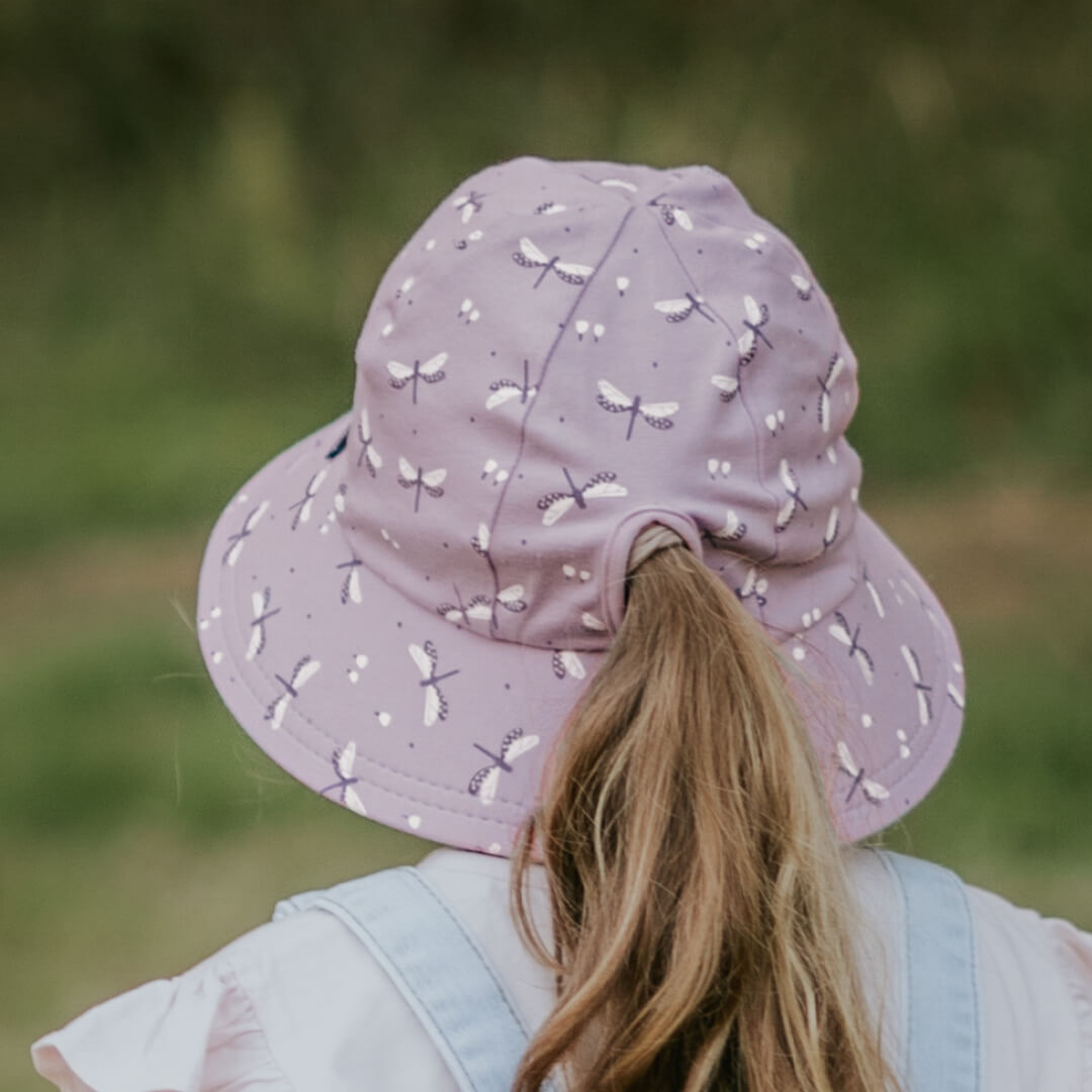 Girls Ponytail Bucket Hat - Dragonfly