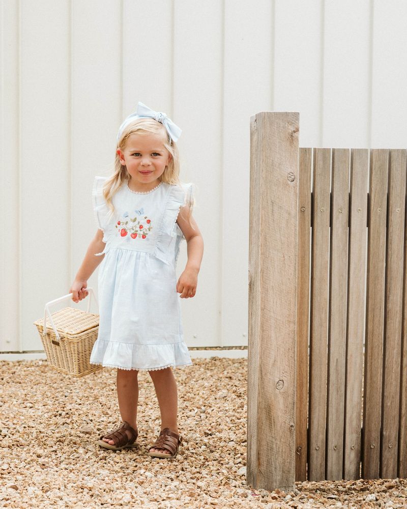 Poppy Emb Yoke Dress - Bluebell
