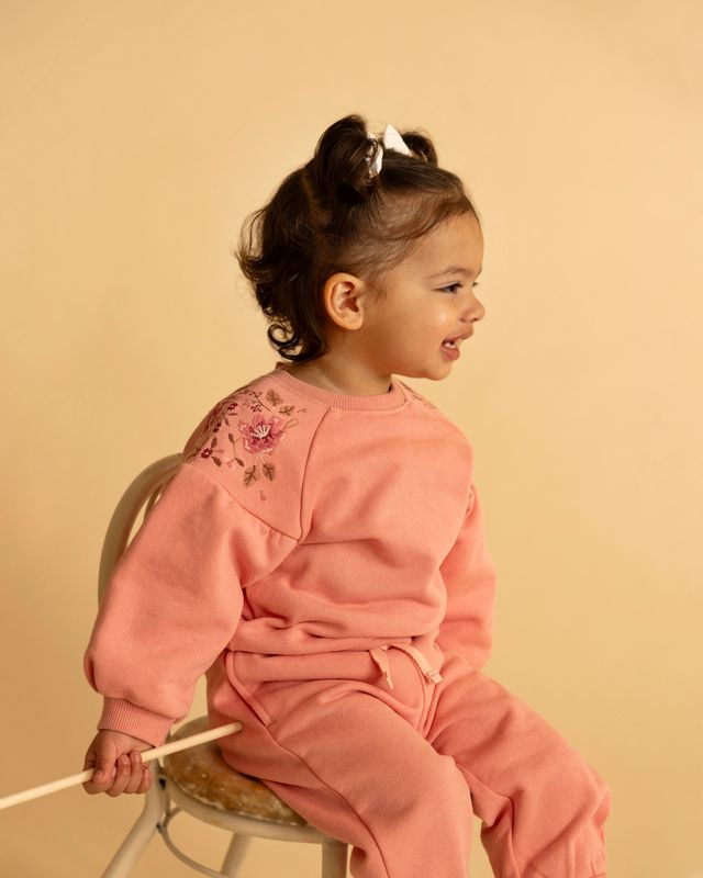 Embroidered Sweatshirt - Coral