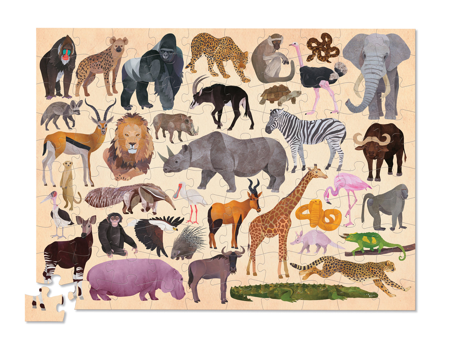 36 Animal Puzzle 100 Pce - Wild Animals