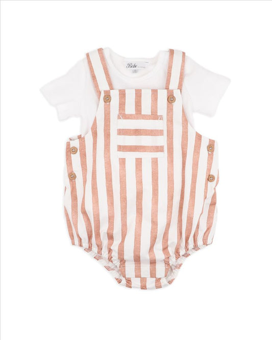 Max 2Pce Bodysuit Set - Caramel Stripe