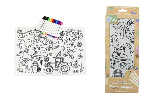Silicone Reusable Drawing Mat - Farm Animals