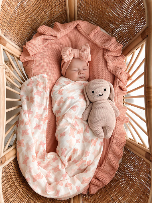 Ruffle Blanket - Coral