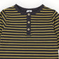 Striped Cotton Henley Top - Charcoal