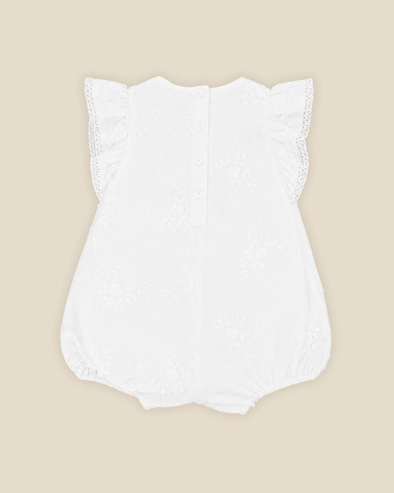 3D Floral Emb Romper - Ivory