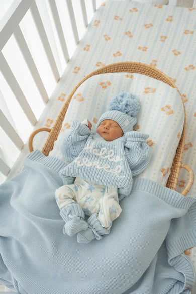 'Hello World' Chunky Knit Jumper - Sky Blue