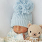 Knitted Pom Beanie - Sky Blue