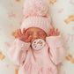Knitted Pom Beanie -  Baby Pink