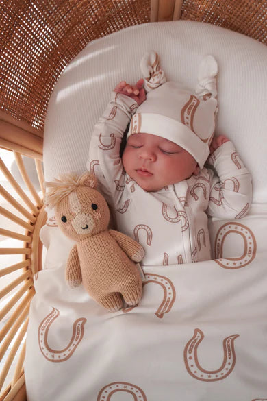 Swaddle & Beanie Set - Western Horse Shoe