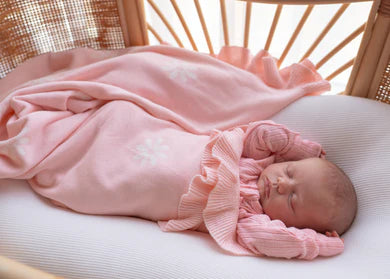 Frill Knit Blanket - Baby Pink Floral
