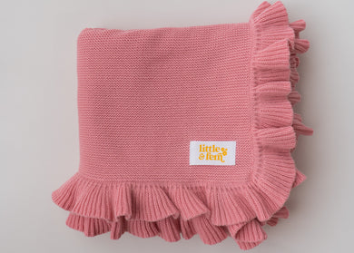 Frill Knit Blanket - Strawberry