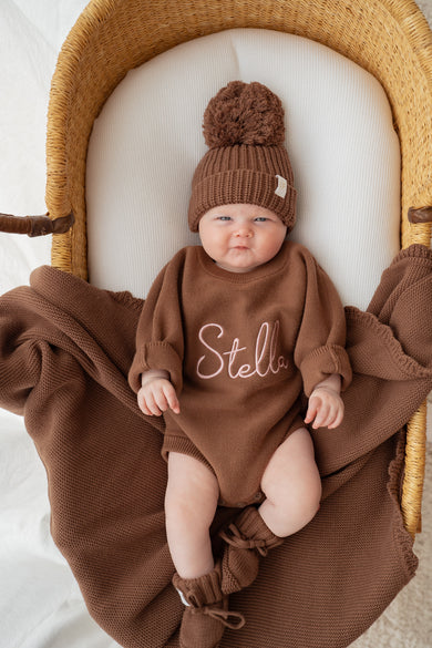 Heirloom Knit Blanket - Chocolate