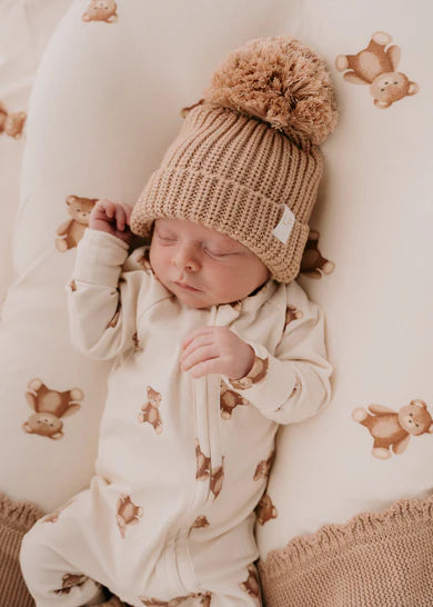 Knitted Pom Beanie - Teddy