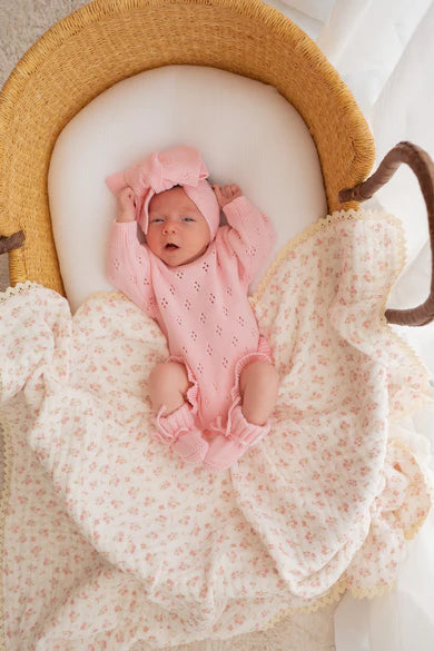 Gauze Lace Blanket - Paisley Peony