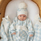 Border Knit Blanket -  Blue Checker