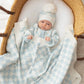 Border Knit Blanket -  Blue Checker