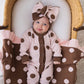 Frill Knit Blanket - Choc Pink Polka