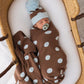 Knit Blanket - Choc Blue Polka
