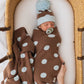 Knit Blanket - Choc Blue Polka