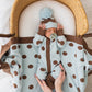Knit Blanket - Choc Blue Polka