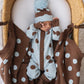 Knit Blanket - Choc Blue Polka