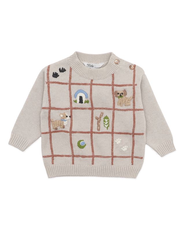 Puppy Grid Jumper - Oat