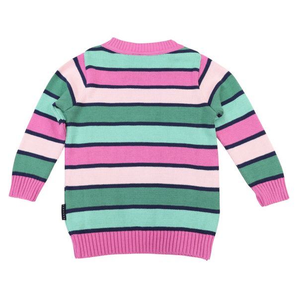 Long Stripe Knit Sweater - Green