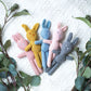 Knitted Bunny Rattle - Blue