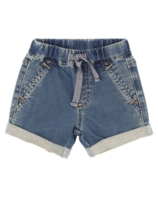 Boys Knit Denim Shorts - Vintage Indigo