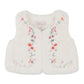 Embroidered Faux Fur Vest - Cream