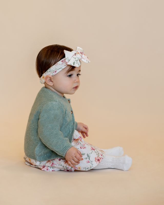 Girls Pointelle Cadigan - Sage